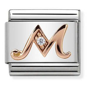 Unisex Jewellery: Nomination Letter M 9K Ros Gold Composable Link