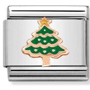 Unisex Jewellery: Nomination Christmas Tree 9K Rose Gold Composable Link