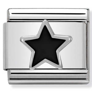 Unisex Jewellery: Nomination Black Star Enamel and 925 Silver Composable Link