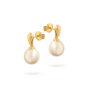 9k Yellow Gold Freshwater Pearl Drop Earrings