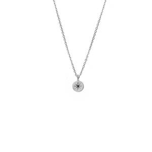Silk & Steel Petite North Star Necklace Black Diamond + Silver