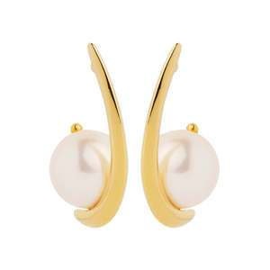 Najo Mariselle Crescent with Pearl Earrings - Gold Plated