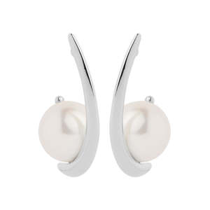 Najo Mariselle Silver Crescent with Pearl Earrings