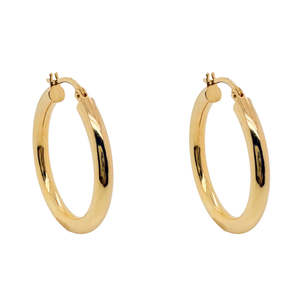 9k Yellow Gold 20mm Plain Hoops