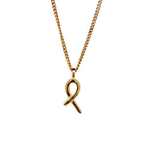 9k Yellow Gold Ribbon Pendant 45cm