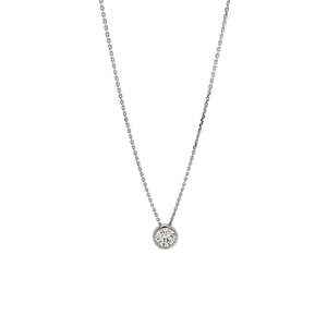 10K White Gold Solitaire Diamond Necklace