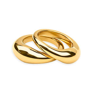 Silk & Steel Fusion Ring Set Gold (Size P)