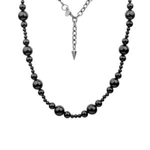 Silk & Steel Ombre Necklace Black Onyx + Silver