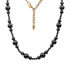 Silk & Steel Ombre Necklace Black Onyx + Gold