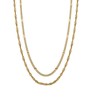 Silk & Steel Duo Necklace Gold
