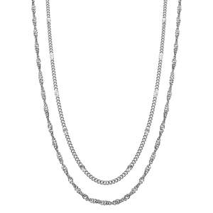 Silk & Steel Duo Necklace Silver