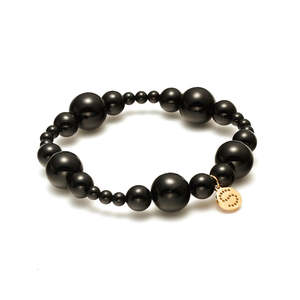 Silk & Steel Ombre Bracelet Black Onyx + Gold