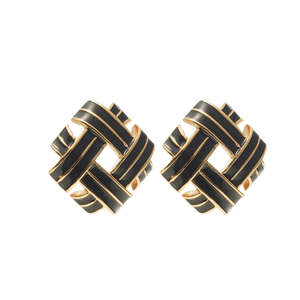 Silk & Steel Relique Black Enamel Gold Earrings