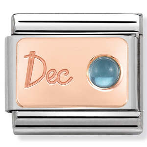 Unisex Jewellery: Nomination December Blue Topaz 9K Rose Gold Composable Link