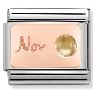 Unisex Jewellery: Nomination November Citrine 9K Rose Gold Composable Link