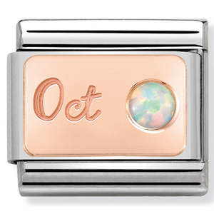 Unisex Jewellery: Nomination October Opal 9K Rose Gold Composable Link