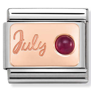 Unisex Jewellery: Nomination July Ruby 9K Rose Gold Composable Link