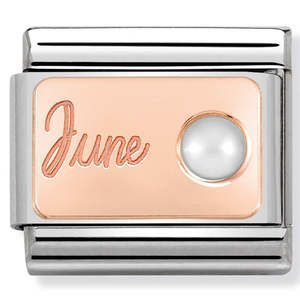 Unisex Jewellery: Nomination June Pearl 9K Rose Gold Composable Link
