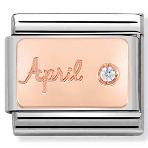 Unisex Jewellery: Nomination April Diamond 9K Rose Gold Composable Link
