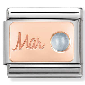 Unisex Jewellery: Nomination March Aquamarine 9K Rose Gold Composable Link