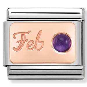 Unisex Jewellery: Nomination February Amethyst 9K Rose Gold Composable Link