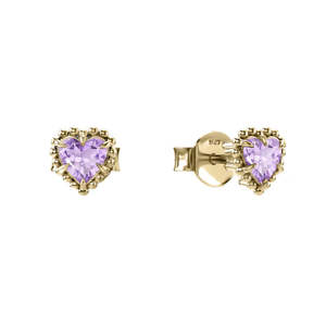 Stolen Girlfriends Club Dahlia's Heart Studs - Amethyst - Gold Plated