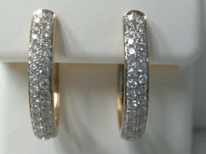 14ct Yellow Gold Diamond Hoops