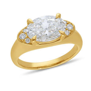 East/West Oval Diamond Signet-Inspired Engagement Ring – Customisable | POA