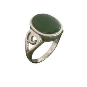 Pounamu & Silver "Koru" Ring