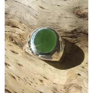Pounamu & Silver "Big Man's" Signet Ring