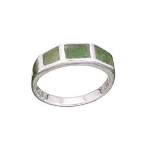 Pounamu & Silver "Three Brothers" Ring