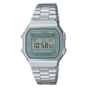 Kids Watches: Stainless Steel vintage Casio Digital Tranquil Green Dial Watch