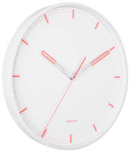 Wall Clocks 1: Karlsson Dipped White/Coral Wall Clock