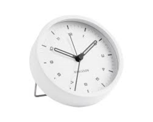 Desk Clocks: Karlsson Tinge White Alarm Clock