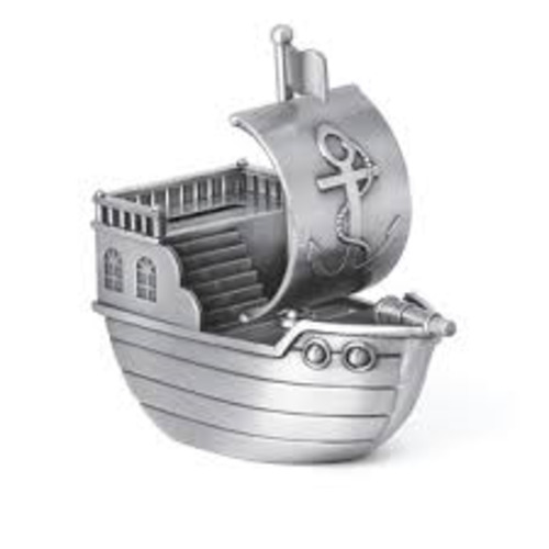 Money Boxes: Pewter Pirate Ship Money Box