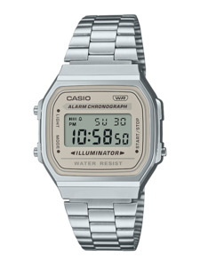 Casio Vintage: Casio Vintage Stainless Steel Digital Watch - Cream