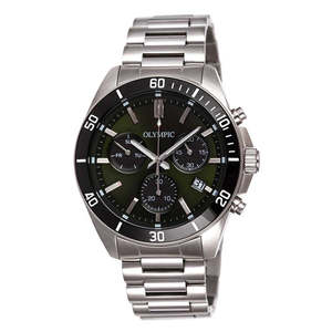 Gents Stainless Steel Olympic Chronograph Watch Green Dial