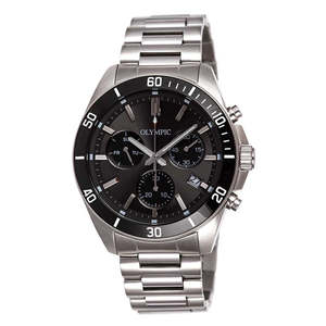 Gents Stainless Steel Olympic Chronograph Watch Black Dial