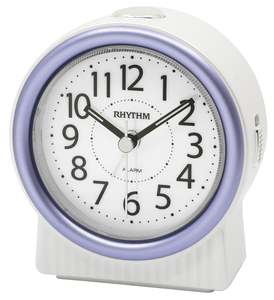 Rhythm Alarm Clock Super Silent - White and Purple