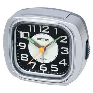 Rhythm Alarm Clock 9.8cm – Silver/Black