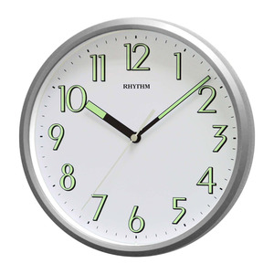 Brands: Rhythm Wall Clock 24cm – Super Luminous Silver