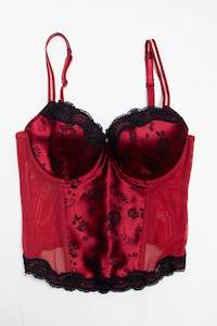 Tops: #57 C&A Lingerie rose pattern lace trim bustier | c. 160 | size 10B | size 8