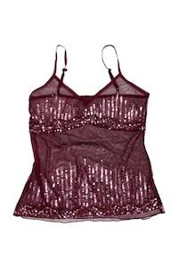 #53 burgundy mesh sequinned cami | c. 162 | size 8