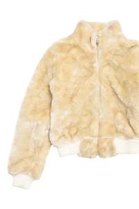 #158 cream coloured faux fur jacket | c. 162 | size 6/8