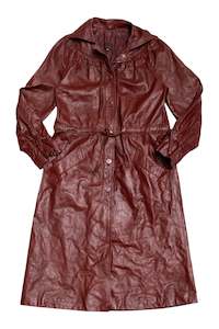 Jackets: #270 burgundy leather full length jacket | c. 163 | size 8