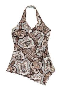 #25 Silk beaded trim paisley halter top | c. 165 | size 8