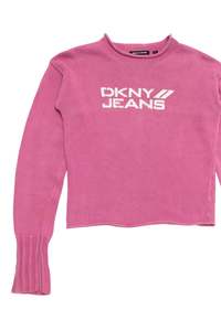 Jumpers: Dkny Jeans Logo Knit Sweater Pink | c. 167 | Size 8