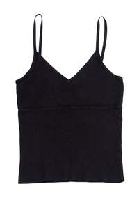 Etam Spaghetti Strap Ribbed Knit Camisole Black | c. 167 | Size 10