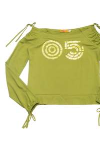 Frontpage: #04 Esood & Co Off-shoulder Long-sleeve Sequin Top Green | c. 172 | Size 10