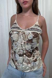 Frontpage: #18 List Collezioni Sequin Camisole Top Beige | c. 172 | Size 12